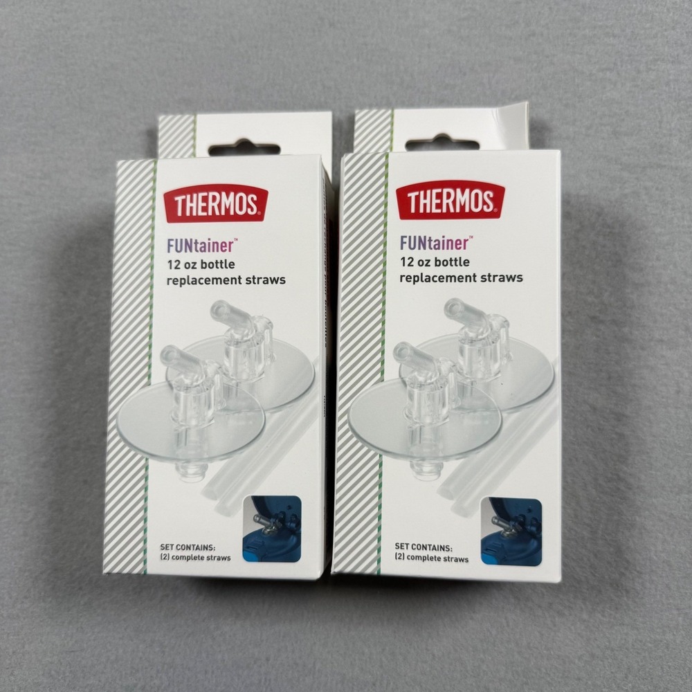 Thermos 12oz FUNtainer Replacement Straws Clear 2-Pack Lot of 4 F401 F410 NIB